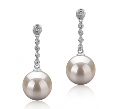 9-10mm di Perle Acqua Dolce Orecchini en Ariel Bianco