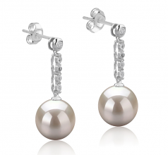 9-10mm di Perle Acqua Dolce Orecchini en Ariel Bianco