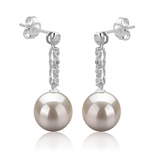 9-10mm di Perle Acqua Dolce Orecchini en Ariel Bianco