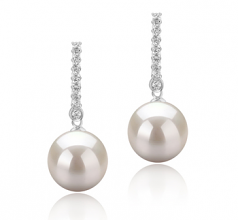 10-11mm di Perle Acqua Dolce Orecchini en Verna Bianco
