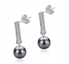 10-11mm Di Tahiti Orecchini en Verna Nero