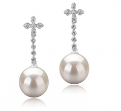10-11mm di Perle Acqua Dolce Orecchini en Raquel Bianco