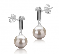 8-9mm di Perle Acqua Dolce Orecchini en Aoife Bianco