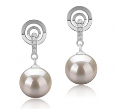 8-9mm di Perle Acqua Dolce Orecchini en Madonna Bianco