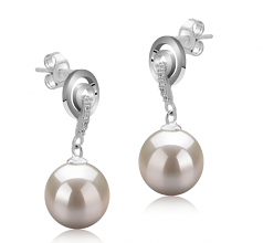 8-9mm di Perle Acqua Dolce Orecchini en Madonna Bianco