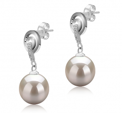 8-9mm di Perle Acqua Dolce Orecchini en Madonna Bianco