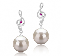 9-10mm di Perle Acqua Dolce Orecchini en Cheryl Bianco