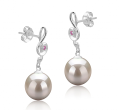 9-10mm di Perle Acqua Dolce Orecchini en Cheryl Bianco