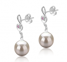 9-10mm di Perle Acqua Dolce Orecchini en Cheryl Bianco