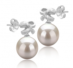 9-10mm di Perle Acqua Dolce Orecchini en Marte Bianco