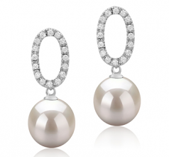 9-10mm di Perle Acqua Dolce Orecchini en Sabrina Bianco