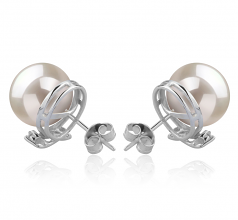 10-11mm di Perle Acqua Dolce Orecchini en Berry Bianco