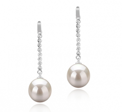 10-11mm di Perle Acqua Dolce Orecchini en Porsha Bianco