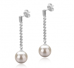 10-11mm di Perle Acqua Dolce Orecchini en Porsha Bianco