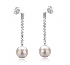 10-11mm di Perle Acqua Dolce Orecchini en Porsha Bianco