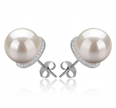 10-11mm di Perle Acqua Dolce Orecchini en Tammy Bianco