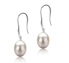 9-10mm di Perle Acqua Dolce Orecchini en Bernice Bianco