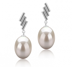 9-10mm di Perle Acqua Dolce Orecchini en Ursula Bianco