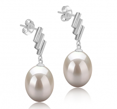 9-10mm di Perle Acqua Dolce Orecchini en Ursula Bianco