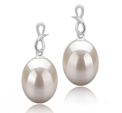 9-10mm di Perle Acqua Dolce Orecchini en Lucille Bianco