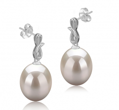 9-10mm di Perle Acqua Dolce Orecchini en Lucille Bianco