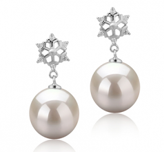 10-11mm di Perle Acqua Dolce Orecchini en Neve Bianco