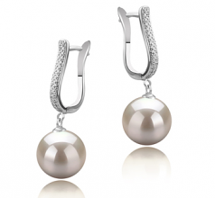 10-11mm di Perle Acqua Dolce Orecchini en Ophelia Bianco