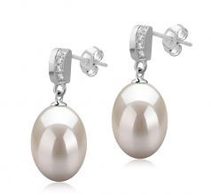 9-10mm di Perle Acqua Dolce Orecchini en Karley Bianco