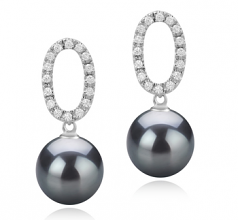9-10mm Di Tahiti Orecchini en Sabrina Nero
