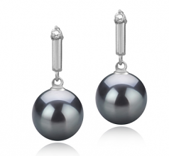 8-9mm di Perle Acqua Dolce Orecchini en Aoife Nero