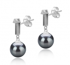 8-9mm di Perle Acqua Dolce Orecchini en Aoife Nero