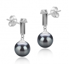 8-9mm di Perle Acqua Dolce Orecchini en Aoife Nero