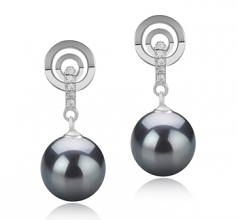 8-9mm di Perle Acqua Dolce Orecchini en Madonna Nero