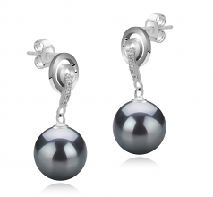 8-9mm di Perle Acqua Dolce Orecchini en Madonna Nero