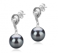 8-9mm di Perle Acqua Dolce Orecchini en Madonna Nero