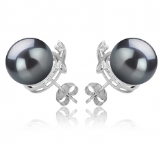10-11mm Di Tahiti Orecchini en Berry Nero