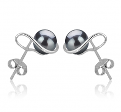 6-7mm di Perle Acqua Dolce Orecchini en Tamika Nero