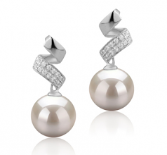 9-10mm di Perle Acqua Dolce Orecchini en Blair Bianco