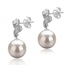 9-10mm di Perle Acqua Dolce Orecchini en Blair Bianco
