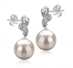 9-10mm di Perle Acqua Dolce Orecchini en Blair Bianco