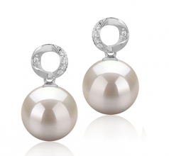 9-10mm di Perle Acqua Dolce Orecchini en Shellry Bianco