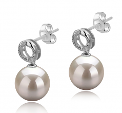 9-10mm di Perle Acqua Dolce Orecchini en Shellry Bianco