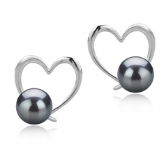 7-8mm di Perle Acqua Dolce Orecchini en Vanessa Nero