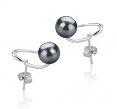 7-8mm di Perle Acqua Dolce Orecchini en Vanessa Nero