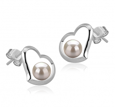 5-6mm di Perle Acqua Dolce Orecchini en Nadira Bianco