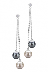 7-8mm di Perle Acqua Dolce Orecchini en Dolly Nero