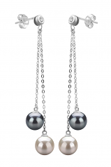 7-8mm di Perle Acqua Dolce Orecchini en Dolly Nero
