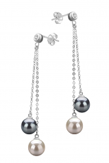 7-8mm di Perle Acqua Dolce Orecchini en Dolly Nero