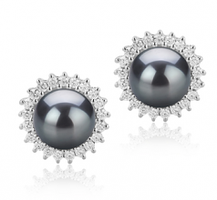 7-8mm di Perle Acqua Dolce Orecchini en DREAMA Nero