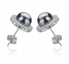 7-8mm di Perle Acqua Dolce Orecchini en DREAMA Nero